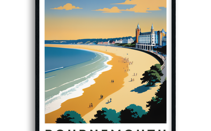 Bournemouth Retro Dorset Travel Poster