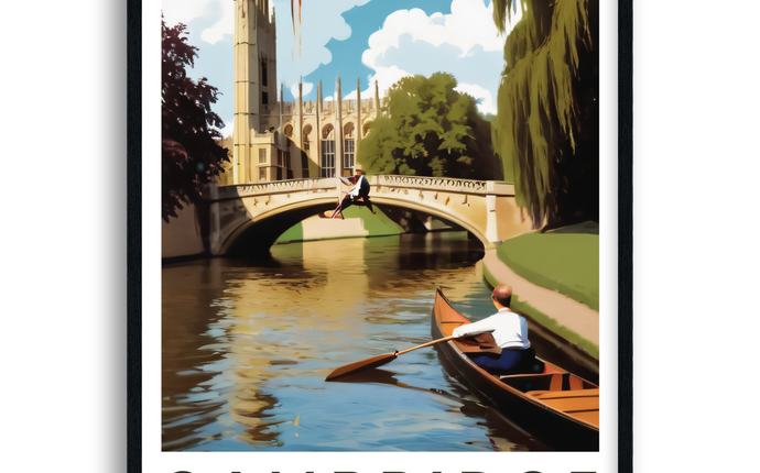Cambridge Retro Travel Poster