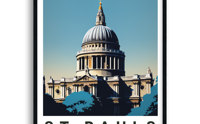 St Pauls Retro London Travel Poster