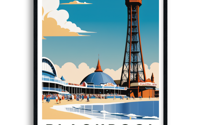 Blackpool Retro Seaside Travel Poster