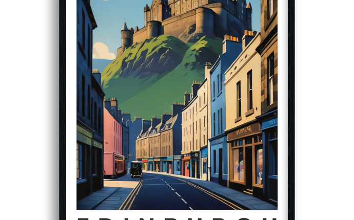 Edinburgh Retro Castle Travel Poster