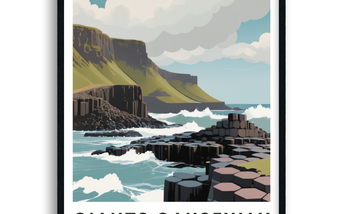 Giants Causeway Retro Northern Ireland Travel Poster
