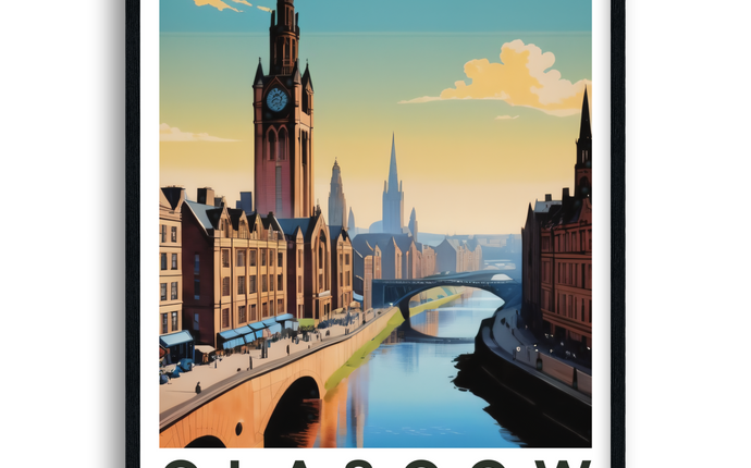 Glasgow Retro Scotland Travel Poster