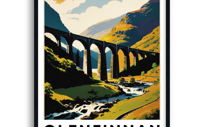 Glenfinnan Retro Scottish Highlands Travel Poster