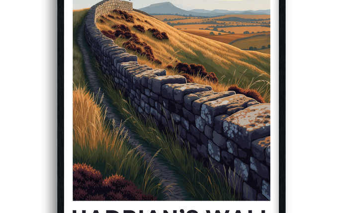 Hadrian's Wall Retro Northumberland Travel Poster