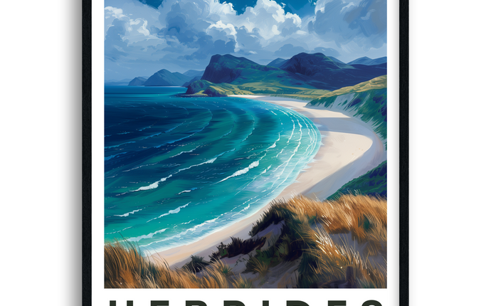Hebrides Retro Scotland Travel Poster