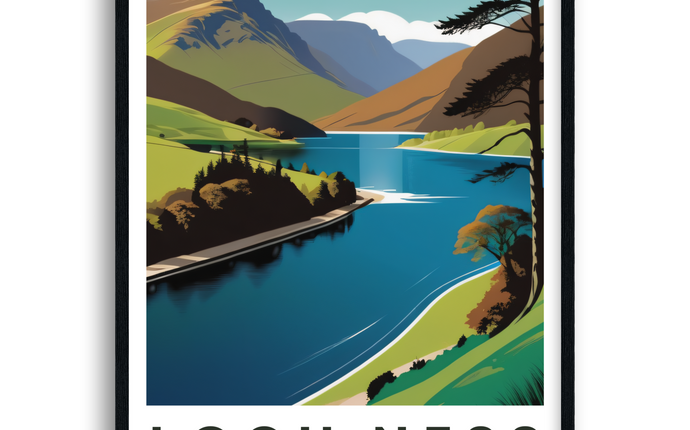 Loch Ness Retro Scotland Travel Poster