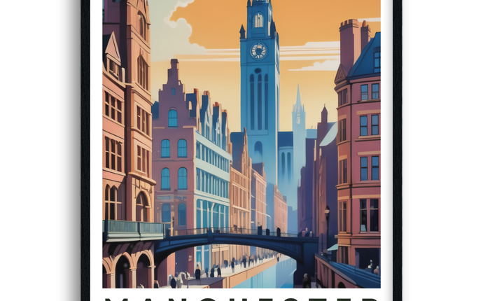 Manchester Retro Travel Poster