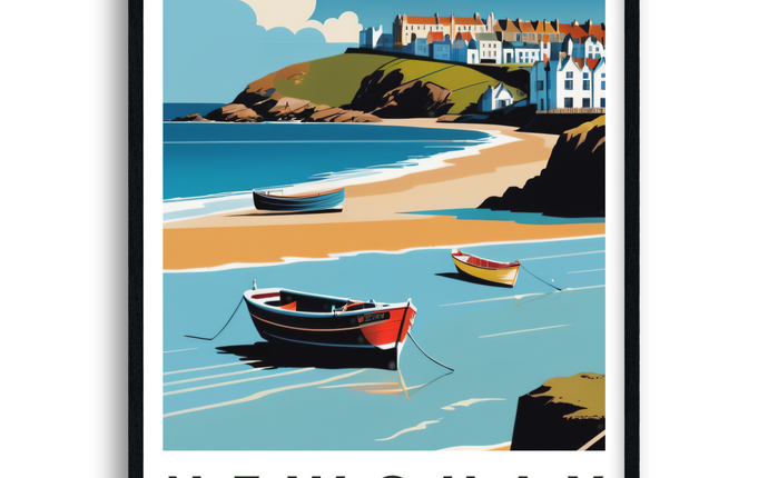 Newquay Retro Cornwall Travel Poster