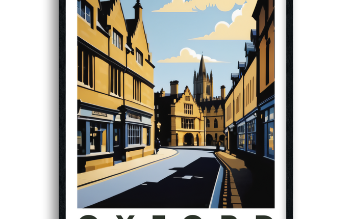 Oxford Retro University Travel Poster