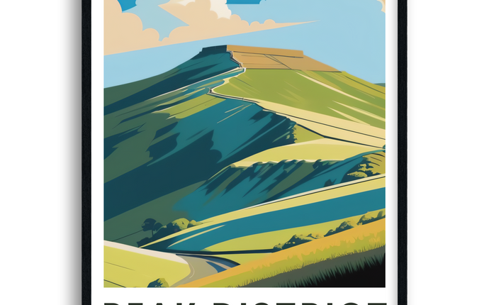 Peak District Retro Derbyshire Travel Poster
