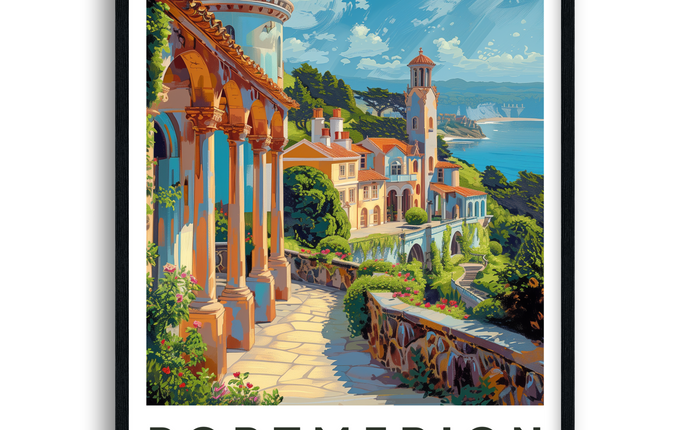 Portmerion Retro North Wales Travel Poster