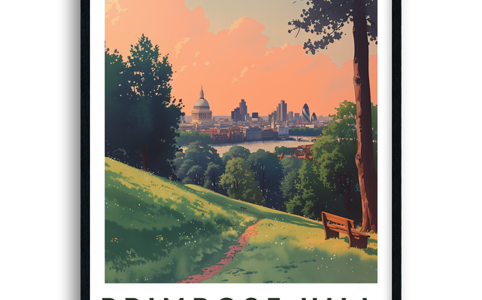Primrose Hill Retro London Travel Poster