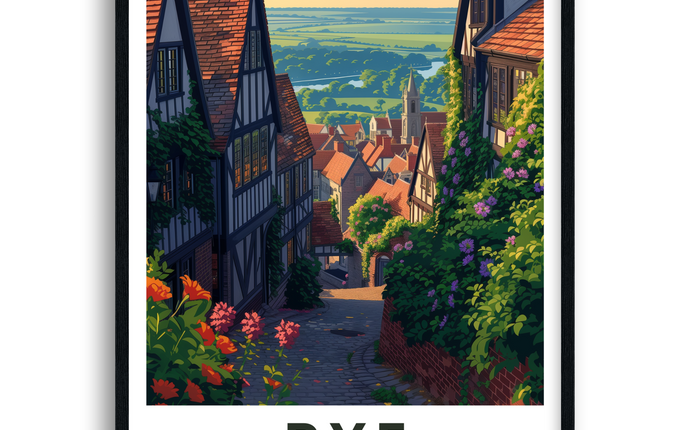 Rye Retro East Sussex Travel Poster