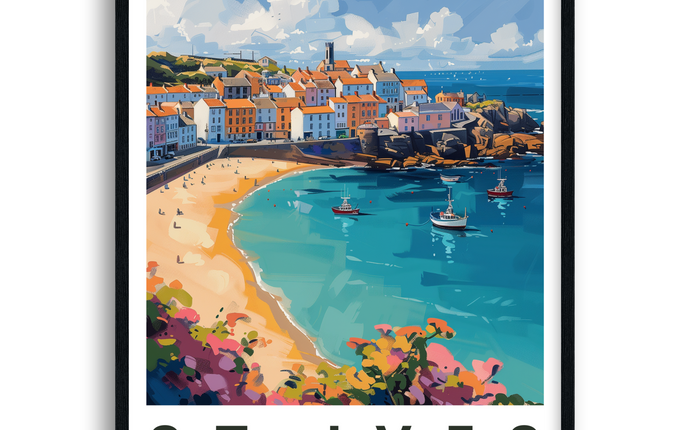 St Ives Retro Cornwall Travel Poster