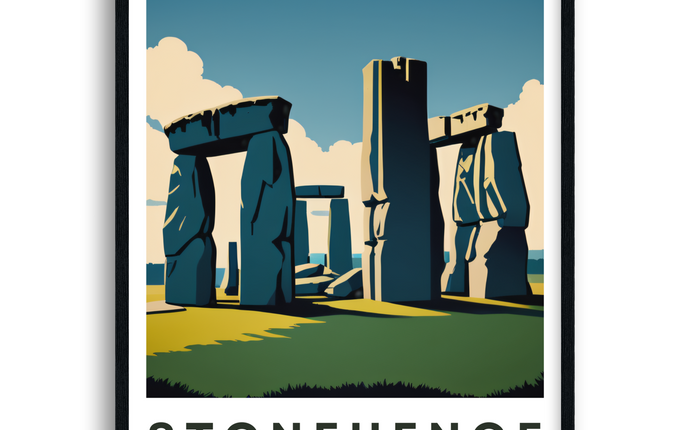 Stonehenge Retro Wiltshire Travel Poster