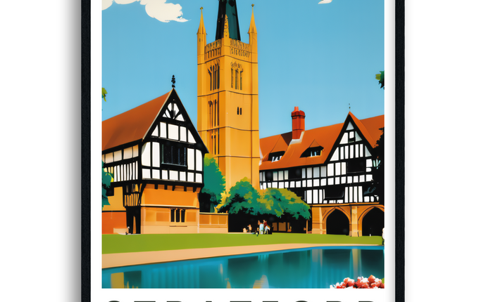 Stratford-upon-Avon Retro West Midlands Travel Poster