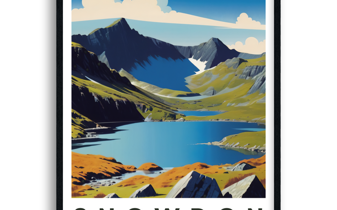 Snowdon Yr Wyddfa Retro Snowdonia Travel Poster