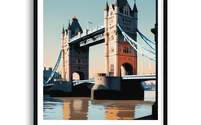 Tower Bridge Retro London Travel Poster