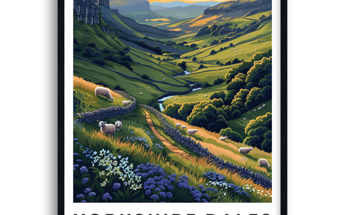 Yorkshire Dales Retro England Travel Poster