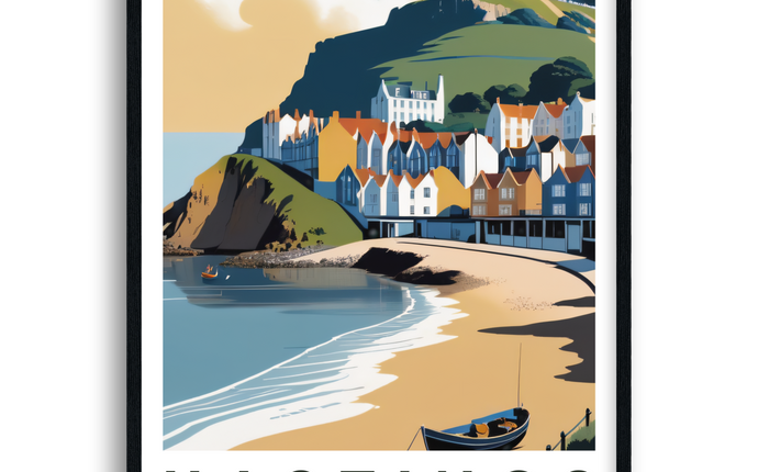 Hastings Retro East Sussex Travel Poster