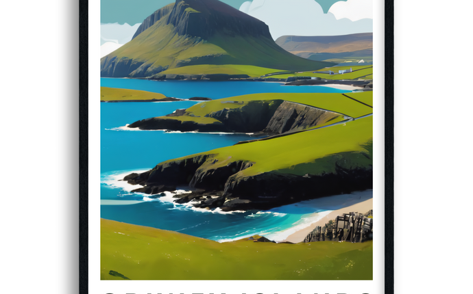 Orkney Retro Scotland Travel Poster